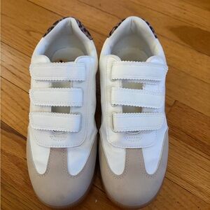 Dolce Vita White and Tan Velcro Sneakers